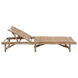 Garden Sun Lounger with Cushion Bamboo - Side View