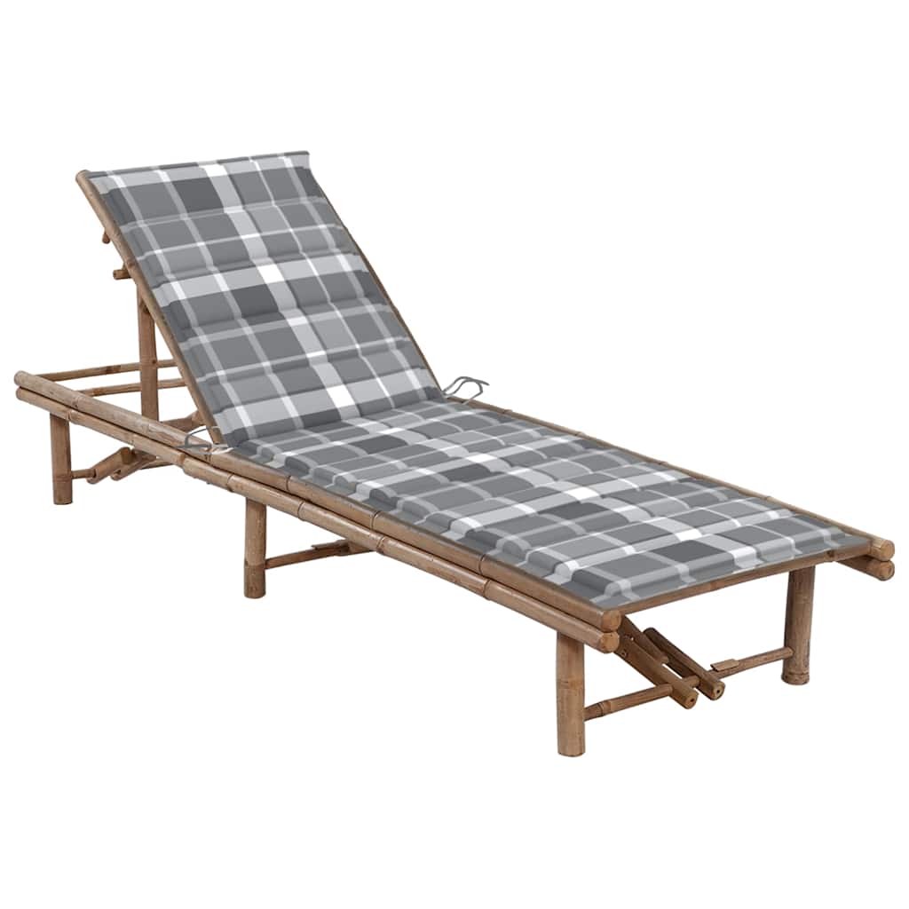 Garden Sun Lounger with Cushion Bamboo