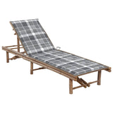 Garden Sun Lounger with Cushion Bamboo