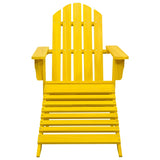 Garden Adirondack Chair with Ottoman Solid Fir Wood Yellow - Front View