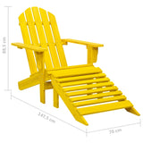 Garden Adirondack Chair with Ottoman Solid Fir Wood Yellow - Low Angle
