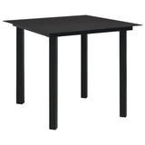 3 Piece Garden Dining Set Black Glass and Steel - Side View