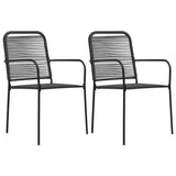 3 Piece Garden Dining Set Black Glass and Steel