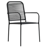3 Piece Garden Dining Set Black Glass and Steel - Close-Up Angle