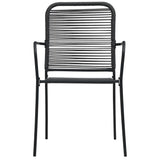 3 Piece Garden Dining Set Black Glass and Steel - Low Angle