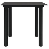 5 Piece Garden Dining Set Black Glass and Steel - Top-Down View