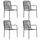 5 Piece Garden Dining Set Black Glass and Steel