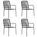 5 Piece Garden Dining Set Black Glass and Steel - Rear View