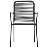 5 Piece Garden Dining Set Black Glass and Steel - Low Angle