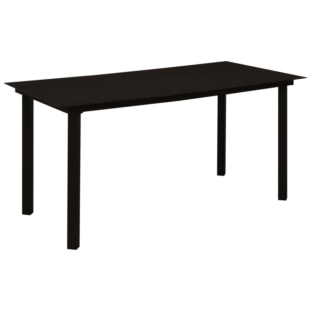 5 Piece Garden Dining Set Black Glass and Steel