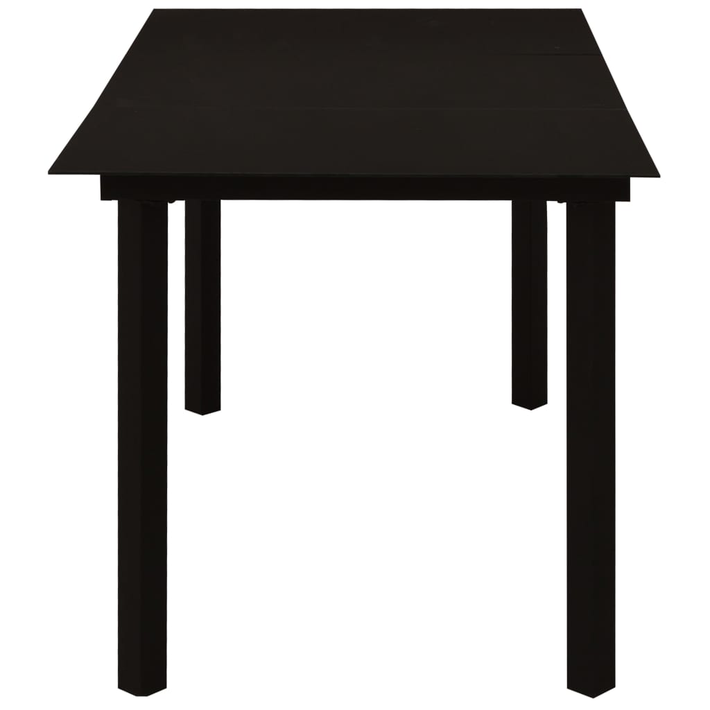 5 Piece Garden Dining Set Black Glass and Steel