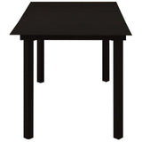 5 Piece Garden Dining Set Black Glass and Steel