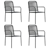5 Piece Garden Dining Set Black Glass and Steel - Close-Up Angle