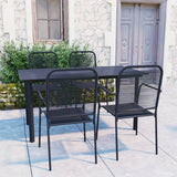 5 Piece Garden Dining Set Black Glass and Steel