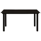 7 Piece Garden Dining Set Black Glass and Steel