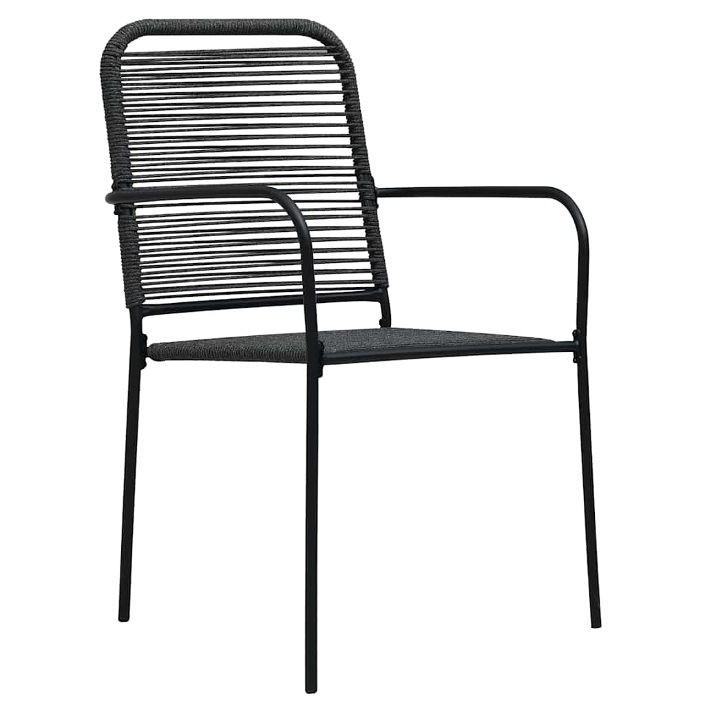 7 Piece Garden Dining Set Black Glass and Steel