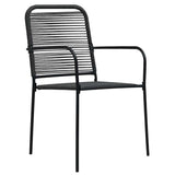 7 Piece Garden Dining Set Black Glass and Steel