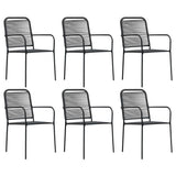 7 Piece Garden Dining Set Black Glass and Steel - Close-Up Angle