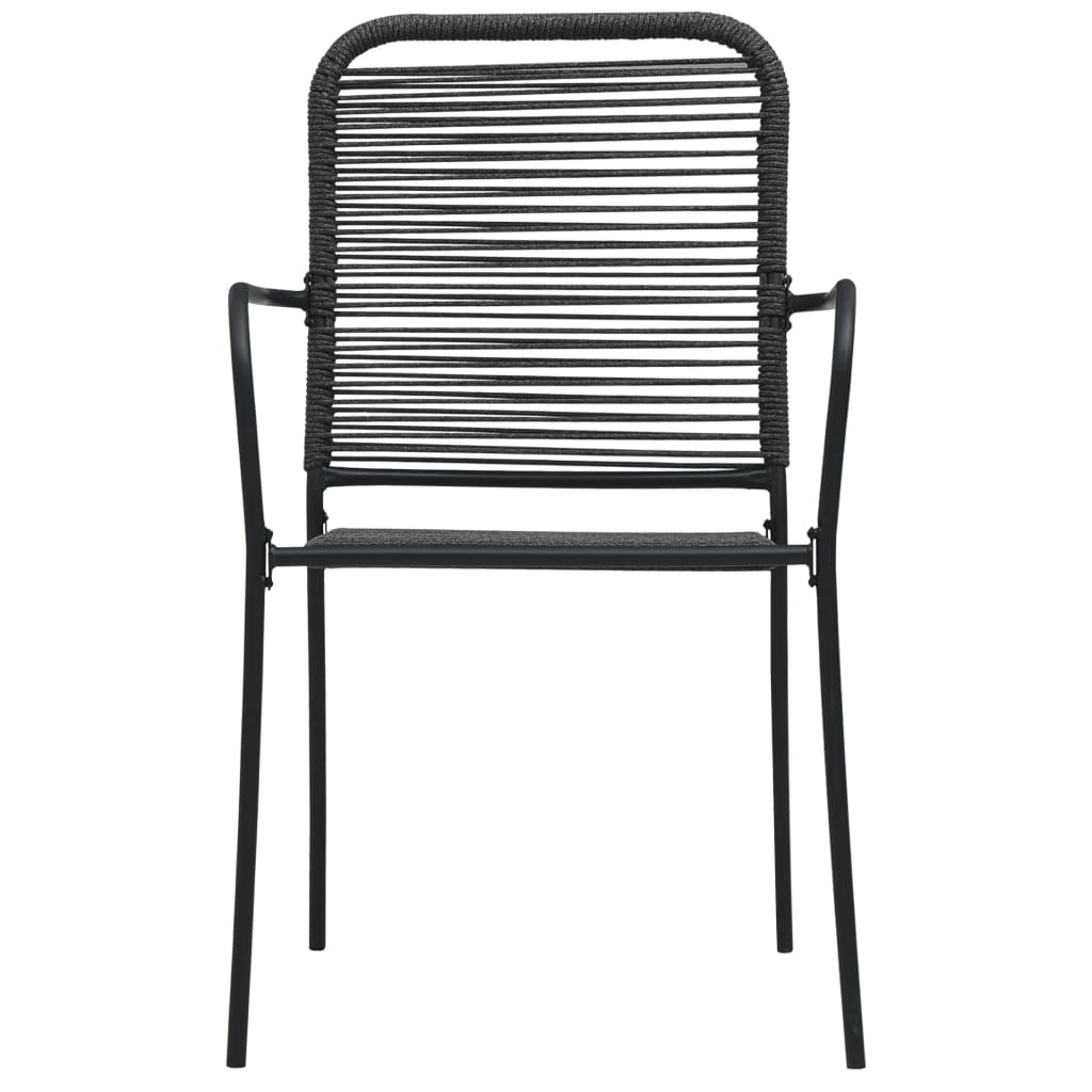 7 Piece Garden Dining Set Black Glass and Steel