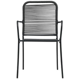 7 Piece Garden Dining Set Black Glass and Steel