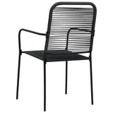 7 Piece Garden Dining Set Black Glass and Steel