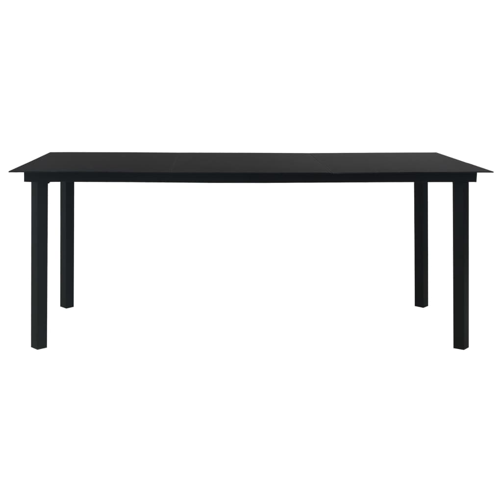 9 Piece Garden Dining Set Black Glass and Steel