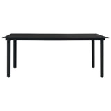 9 Piece Garden Dining Set Black Glass and Steel - Top-Down View