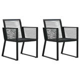 3 Piece Outdoor Dining Set PVC Rattan Black - Rear View