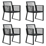 5 Piece Outdoor Dining Set PVC Rattan Black