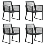 5 Piece Outdoor Dining Set PVC Rattan Black - Rear View