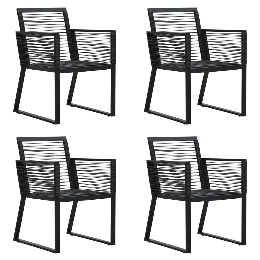 5 Piece Outdoor Dining Set PVC Rattan Black