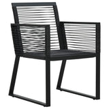 7 Piece Outdoor Dining Set PVC Rattan Black - Close-Up Angle