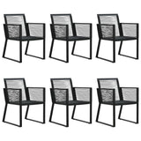 7 Piece Outdoor Dining Set PVC Rattan Black