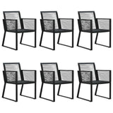 7 Piece Outdoor Dining Set PVC Rattan Black - Rear View