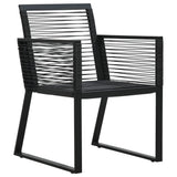 7 Piece Outdoor Dining Set PVC Rattan Black - Close-Up Angle