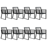 9 Piece Outdoor Dining Set PVC Rattan Black - Rear View