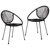 3 Piece Outdoor Dining Set PVC Rattan Black - Rear View