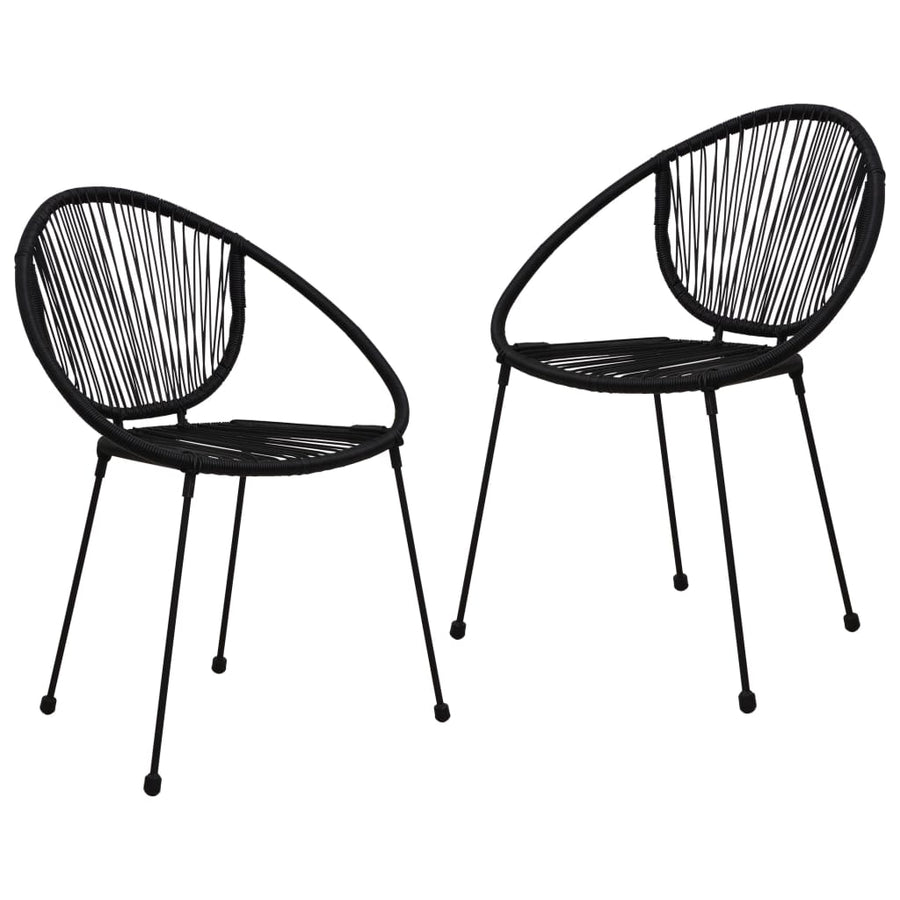 3 Piece Outdoor Dining Set PVC Rattan Black
