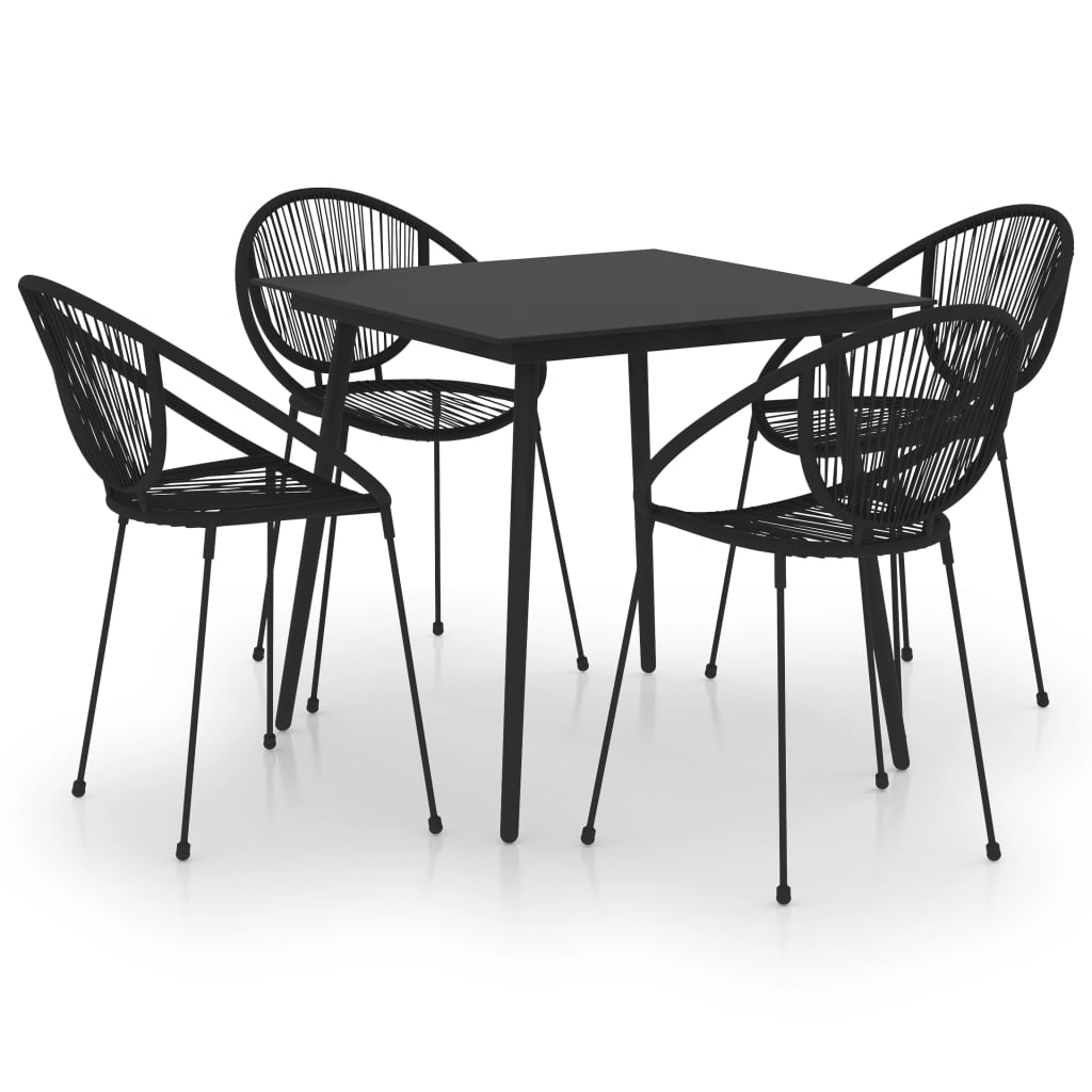 5 Piece Outdoor Dining Set PVC Rattan Black