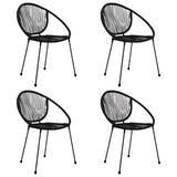 5 Piece Outdoor Dining Set PVC Rattan Black - Rear View
