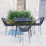 5 Piece Outdoor Dining Set PVC Rattan Black