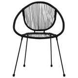 5 Piece Outdoor Dining Set PVC Rattan Black - Low Angle