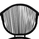 7 Piece Outdoor Dining Set PVC Rattan Black