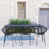 7 Piece Outdoor Dining Set PVC Rattan Black