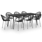 9 Piece Outdoor Dining Set PVC Rattan Black - Front View