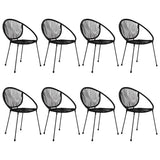 9 Piece Outdoor Dining Set PVC Rattan Black - Rear View