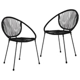 3 Piece Outdoor Dining Set PVC Rattan Black - Side View