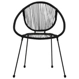3 Piece Outdoor Dining Set PVC Rattan Black - 45-Degree Angle