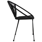 3 Piece Outdoor Dining Set PVC Rattan Black - Rear View