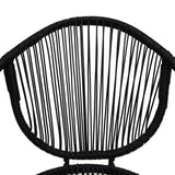 3 Piece Outdoor Dining Set PVC Rattan Black - Close-Up Angle